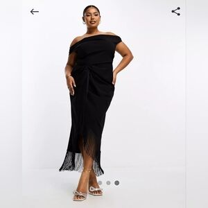 Formal black fringe MIDI * dress